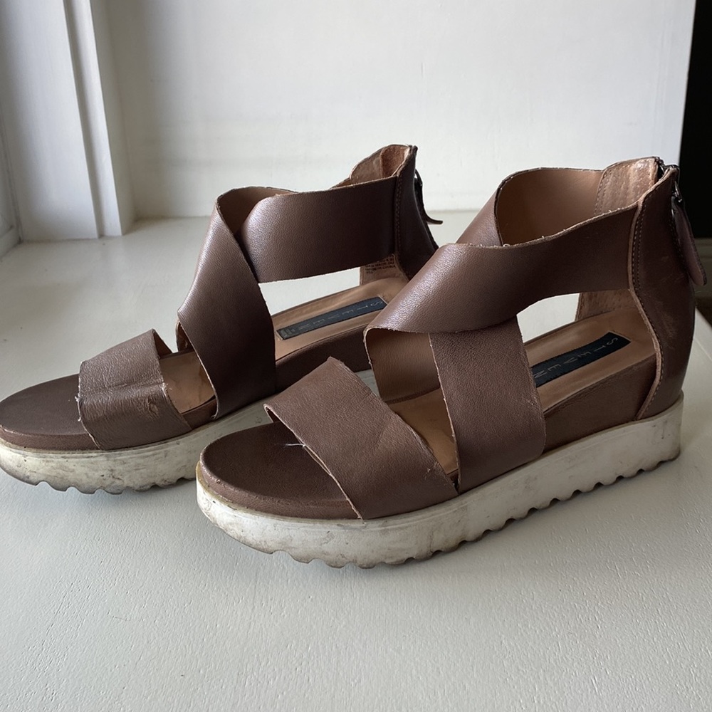 Steve Madden Tan Leather Platform Sandals